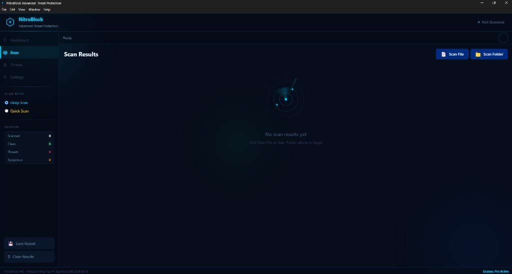 NitroBlock scan results empty state